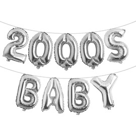 2000s Baby Party Decor Y2K Early 2000s Party Backdrop Banner Y2k Pink Party Backdrop Foil Balloons Y2k Balloons Birthday Party Decor Supplies (2000S BABY Silver)