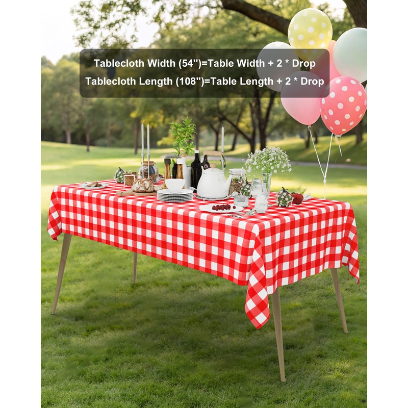 Smiry 8 Packs Gingham Disposable Table Cloth, 54 x 108