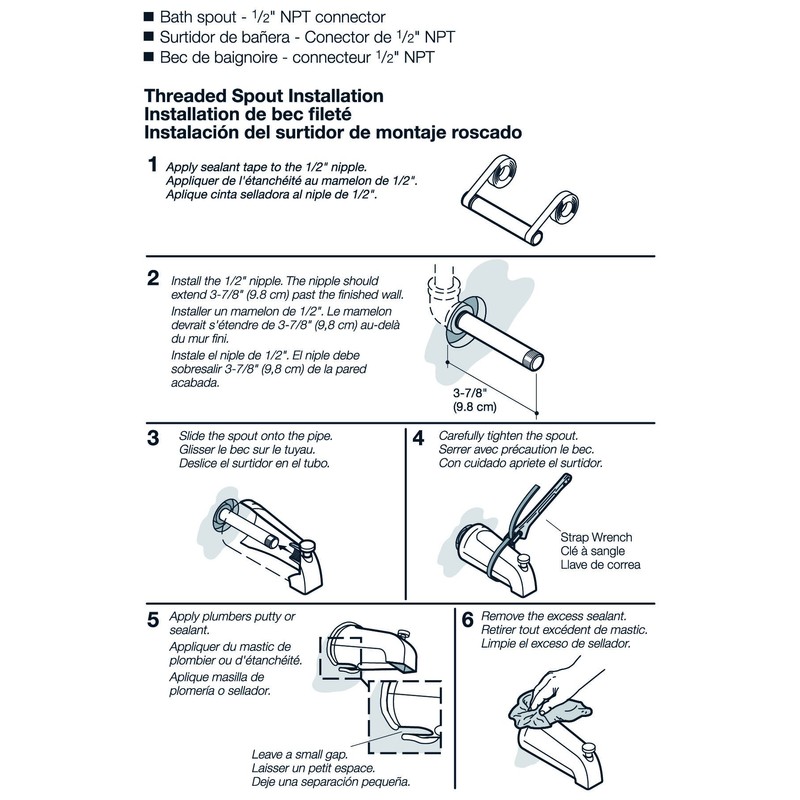 KOHLER Genuine Part GP85555-CP Diverter Bath SPOUT - 1/2" NPT