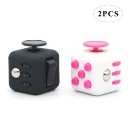 Appash Fidget Cube 2PCS Stress Anxiety Pressure Relieving Toy Great for Adults and Children[Gift Idea][Relaxing Toy][Stress Reliever][Soft Material](1Pink&1Black)