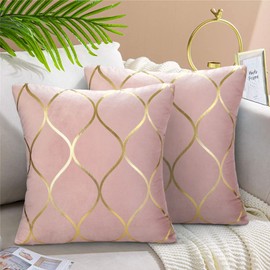 Hanrunsi Cushion Cover 45 x45 cm Pink Pillowcase Velvet Soft Decorative Square Throw Pillow Covers for Outdoor Sofa Couch Living Room Bedroom Bed Farmhouse Decor Set of 2