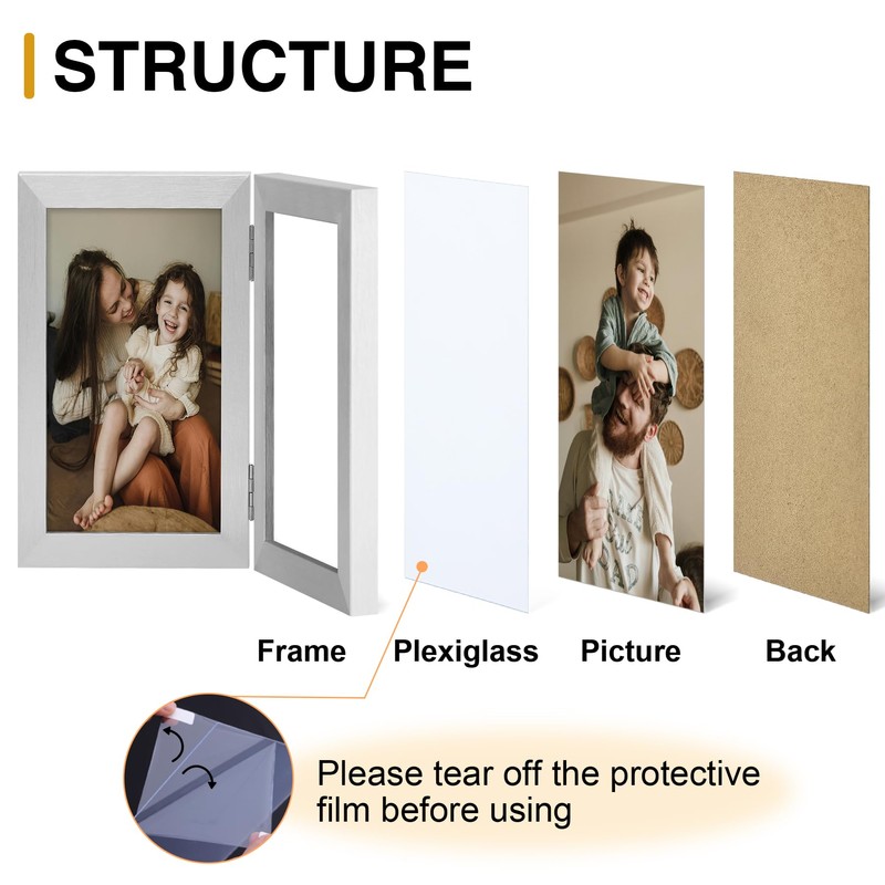 decorUhome Double 8x10 Picture Frame Vertical, Engineered Wood Bifold Photo
