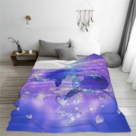 ujalxwe Dolphin Gifts Blanket,Flannel Blankets Super Soft and Warm Throw Blanket for Couch Sofa Girls Boys Gifts for Men Women Adult