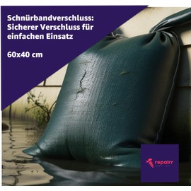 10 x Sandbags Each 40 x 60 cm with Lacing Strap for Water Protection in Flood Unfilled - Flood Protection - Sack & Fabric Bag (10)