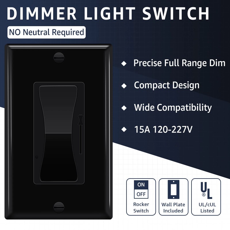 GREENCYCLE 8PK Black Dimmer Light Switch LED CFL 3-Way LED