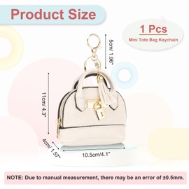 PATIKIL Mini Tote Bag Keychain, Cute Coin Purse Keychain PU Leather Backpack Purse Key Chain Little Cosmetic Bag Keychains for Women Makeup Card Data Cable Organizer, White