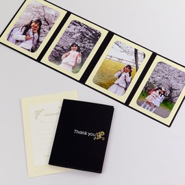 Yamadaya Display Mat Paper Photo Frame Pocket Mount "Thank You/Ivy" L Size 3.5 x 5.0 inches (89 x 127 mm) 4 Sides Vertical (Black)