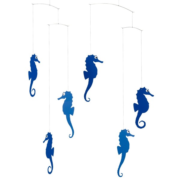 Sea Horse Blue Hanging Mobile - 22 Inches - High Quality - Handmade in Denmark by Flensted