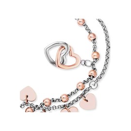 Engelsrufer Women's Bracelet and Anklet Boho Hearts Stainless Steel Bi-Colour Charm Elements in Silver and Rose Gold Adjustable Nickel Free, Stainless Steel, No Gemstone