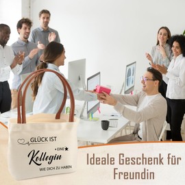 EKKONG Abschiedsgeschenk Kollegen Personalisierte Tasche, Abschied Kollegin Tragetasche, Baumwolltasche Geschenk für Kollegen zum Abschied, Geburtstag, Weihnachten, Ruhestand, Beste Kollegin Geschenk