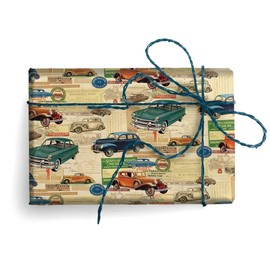 Kartos Classic Cars Italian Wrapping Paper, Folded