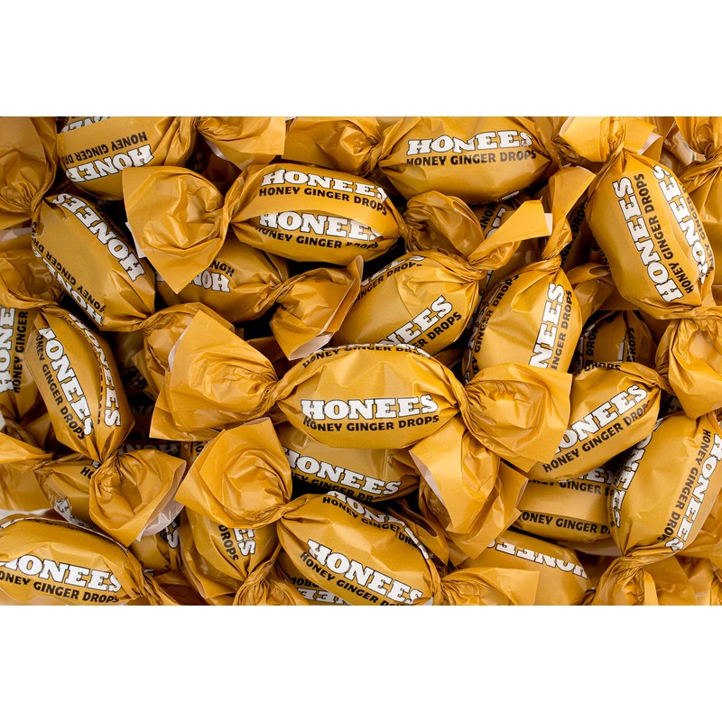 Honees Filled Honey Ginger Drops, Natural Cough Drops- Pure Ginger