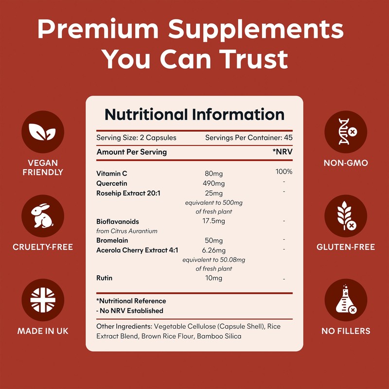 Quercetin Complex 500mg with Bromelain & Vitamin C - 90