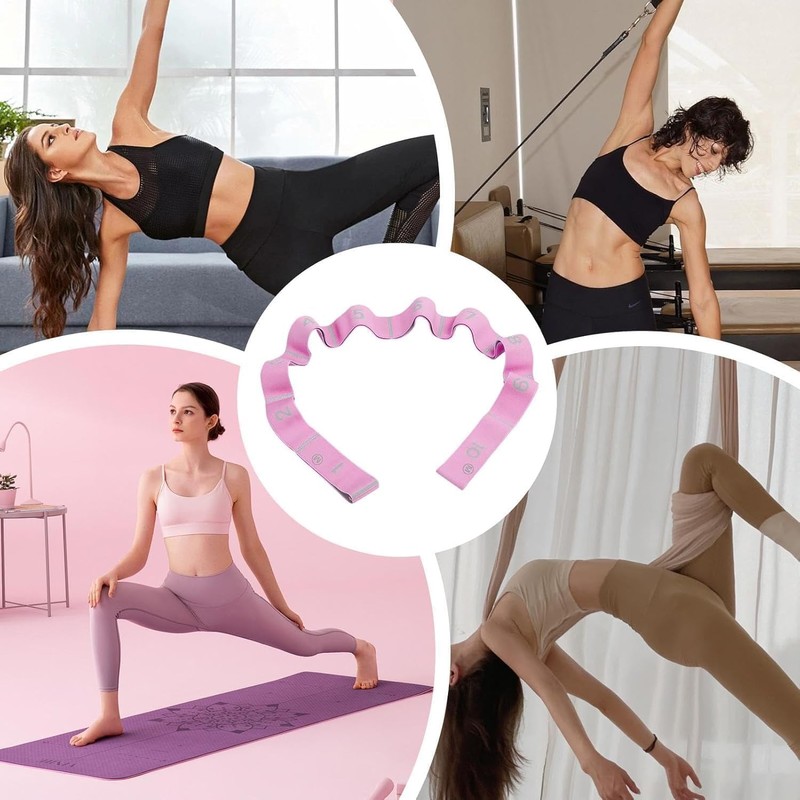 Multi-Loop Elastic Yoga Stretch Strap, 2Pcs Elastic Stretching Strap with