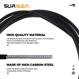 SURIEEN Universal Inner Brake Cable Housing Kit with Bike Cable Ends for Mountain and Road Bikes (Black)