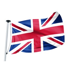 FLAGLY Premium United Kingdom Flag 100 x 150 cm - 115 g/m² Fabric Weight - Printed, Robust and Weather-Resistant Flag Polyester with Eyelets (100 x 150 cm, UK)