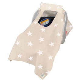 Nap Baby Cubre Huevito, cubre portabebé, funda para asiento del coche con ventana y agarraderas, calentito Súper Suave - Estrellas Beige