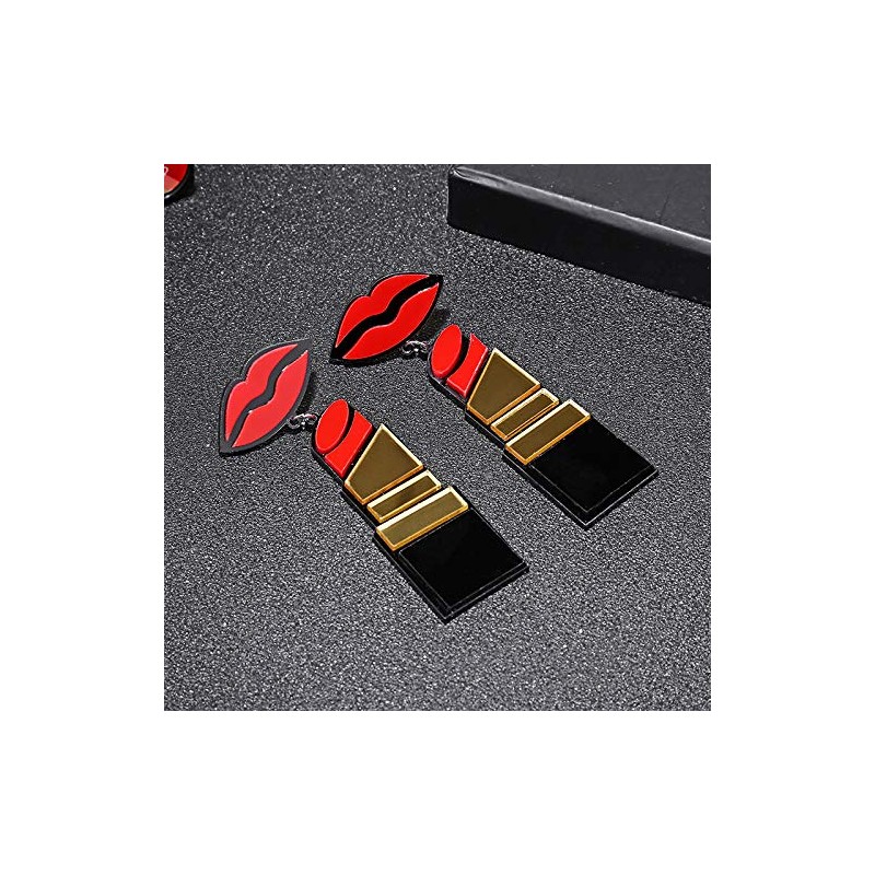 Lipstick Red Lip Dangle Earrings, Acrylic Statement Drop Earrings for