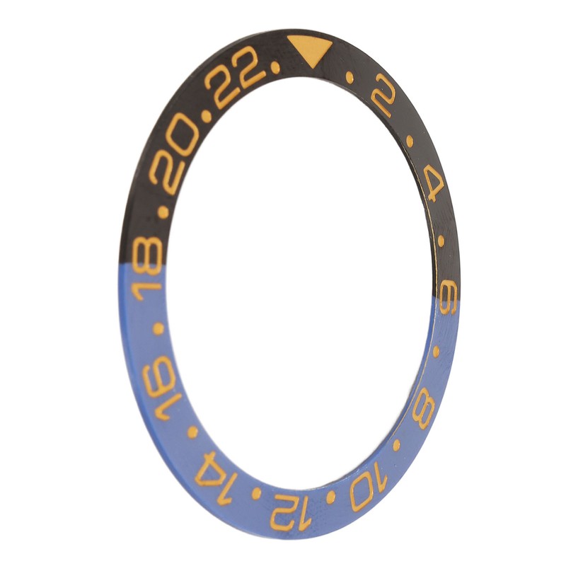 Ceramic Watch Bezel Insert 38mm Blue Black Base Gold Digit