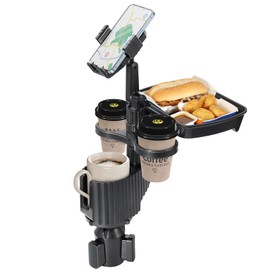 Sancaral Car Food Tray for Eating with Cup Holders Expander, Swivel Snack Tray Table with 3 Drinks Holder Organizer and Phone Holder. (C/ 5-in-1)