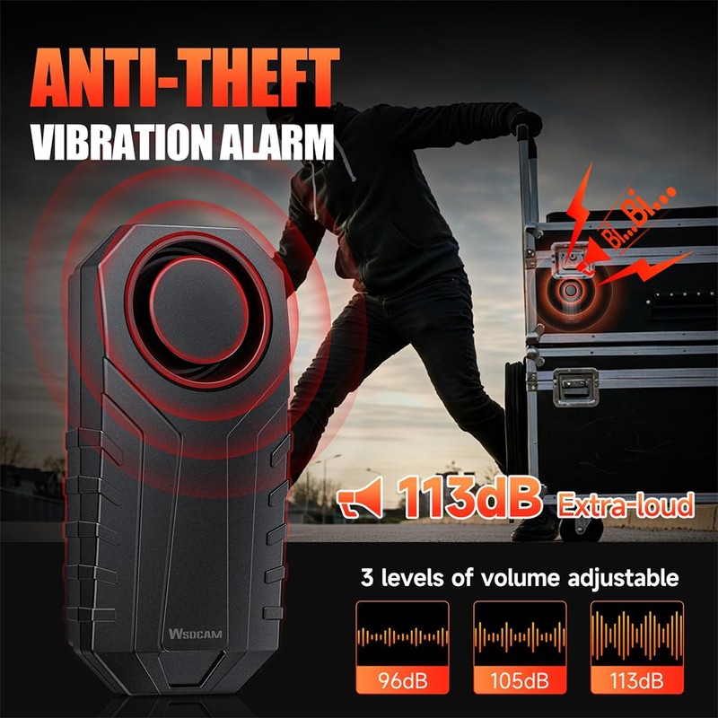 WSDCAM Screw-Mounted Vibration Anti-Theft Alarm - 113dB Loud Security Alarm
