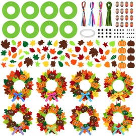 Homgaty Autumn Wreath Making Kit, 8 Pack DIY Fall Craft Set with Leaves