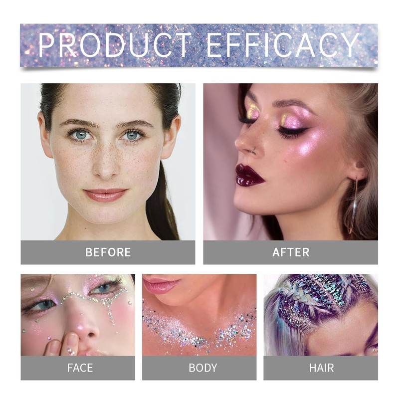 Roll-on Body Glitter Gel (Grey)