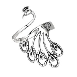 Crochet Ring Knitting Peacock Jewelry Womens Markers Ring Vintage Tension Rings for Crocheting Women (Peacock, Adjustable)
