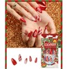 Bufenia Christmas Snowflake Almond Short Shiny Oval Press On Nails