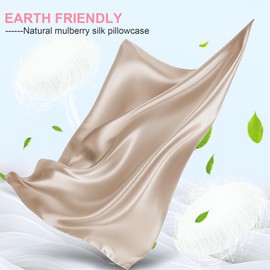 Silk Body Pillow Cover with Zipper, Mulberry Silk Pillow Cases Body Size Ultra Smooth and Soft Breathable Cooling Silk Satin Body Pillowcase for Hair and Skin (20x54 Inches, 1 Pack)