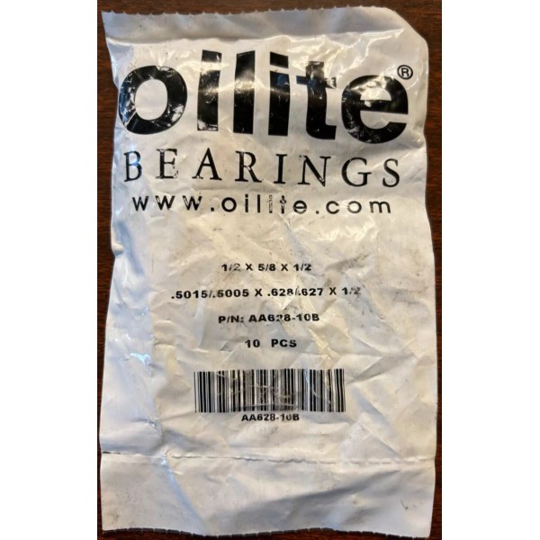 OILITE (Qty 10) OILITE BRONZE BUSHING P/N AA628-10B 1/2X5/8X1/2, NEW