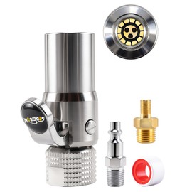 GODESON Locking Air Chuck, 12-Jaw No-Leak Design, 1/4" NPT Closed Flow Tire Chuck, Quick Connect Tire Inflator Nozzle for Schrader Valves - Air Compressor Attachment for Cars, Trucks & RV