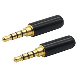 PNGKNYOCN 3.5mm Audio Solder Plug 3.5mm 4 Pin Gold Plated DIY Audio Cable Replacement Terminal Plug Support Microphone for Repair and Replacement of DIY Stereo Headphones (2-Pack)