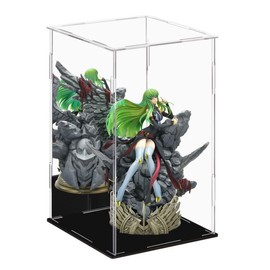 Dezzer Acrylic Display Case with Black Base, Assemble Worktop Clear Acrylic Box Organiser Dustproof Circuit Breaker for Action Figures, Toys, Collectibles (25 x 15 x 15 cm)