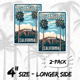 Hollywood Los Angeles California Magnet 4 Inch 2-Pack – Strong Vinyl Decorative Travel Magnets for Fridge Locker Kitchen Office – Cute Fun Aesthetic Cool Durable & Long-Lasting Souvenir ID44999