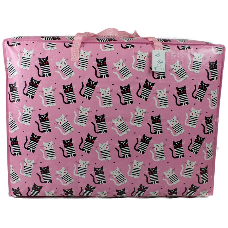 The Pescara Collection Pink Cats print Extra Large Storage Bag