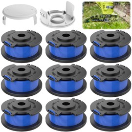 CIRULLI Pack of 9 grass trimmer replacement spool including 2 caps, thread spool compatible with Ryobi One+ AC14RL3A 18V 24V 40V, diameter 1.65 mm, 3.4 m length, grass trimmer spool for garden care