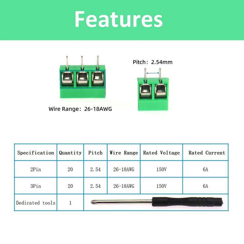 AEDIKO PCB Mount Screw Terminal Block (Green-60pcs)