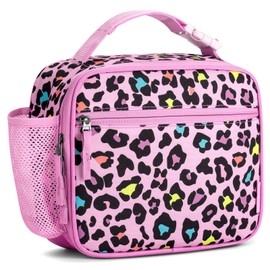 Choco Mocha Lunch Box Kids for Girls Pink Leopard Insulated Lunch Bag for Kids Lunch Bag Toddler Reusable Lunch Box for Toddler Preschool Kindergarten Kids