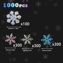 Zfseyuh Pack of 1000 Snowflakes Confetti, Christmas Decoration, White Blue Pink Silver Snowflakes Decoration for Winter Table Decoration Christmas Wedding Table Decoration 2 cm, 3 cm