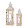 glitzhome Farmhouse White Wood Metal Lanterns Decorative Hanging Candle Lanterns
