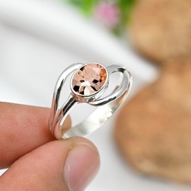 Morganit im Labor gezüchtet Edelstein 925 Sterling Silber Band Ring Männer & Frauen Alle Größen Handgefertigt Schmuck TSR249BC_23 (69 (22.0))