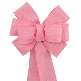 Pink Rustic Wreath Bow - Spring Easter Bow by Package Perfect Bows – Made in USA (8 inch bow)