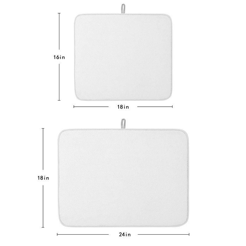 Solid White Dish Drying Mat for Kitchen Counter, Microfiber Rack