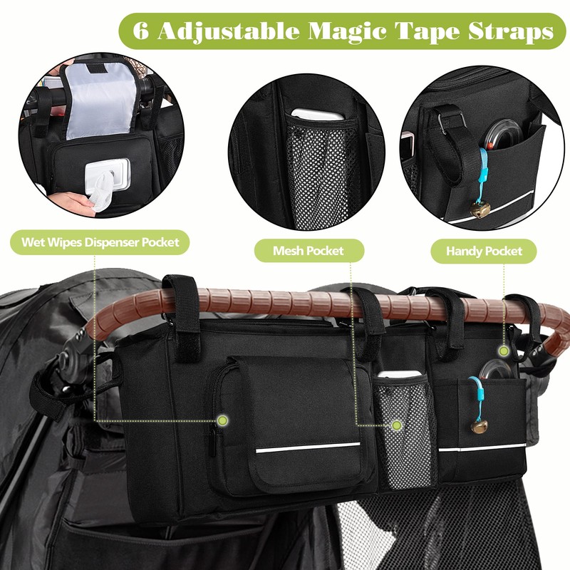 HODRANT Hanging Double Stroller Organizer, Compatible with Baby Jogger City