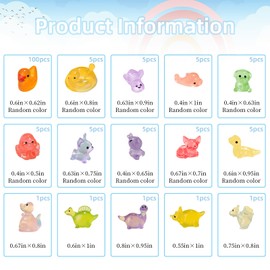 VEINARDYL 150 pcs Luminous Mini Resin Ducks, Resin Animal Figurines Glow in The Dark for Fairy Garden Accessories Miniature Figurines Aquarium Potted Decor - 11 Styles