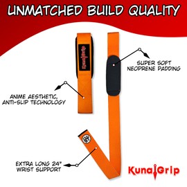 Anime Lifting Straps - Padded Wrist Straps for Weightlifting, Bodybuilding, Gym Workouts, Powerlifting, Deadlifts & Fitness (Soft Cotton 23.5 inch, 1 Pair) (Kakarot)