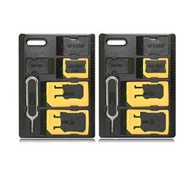 2 Packs SIM Adapter kit with SIM Card Tray Eject Pin, SIM Card Holder, Micro SD and Nano Card Holder Feature Card Storage Tool Set for Standard Micro Nano Micro-SD Memory Cards, Compatible with Nano