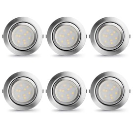 LED Puck Lights Wired Under Cabinet Lighting Dimmable,Recessed Mount,2.5In Hole Halogen Bulb Equiv,12V Under Counter Light Fixture Plug in for Kitchen,Display Shelf,Curio,4000K Daylight White,6pcs