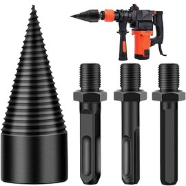 Pack of 4 Wood Splitter Drill Bits 32 mm, Wood Splitter Drill, Wooden Split Drill Bit with Hexagonal/Square/Circular Shaft, Used for Wood Splitter, Split Drill, Step Drill